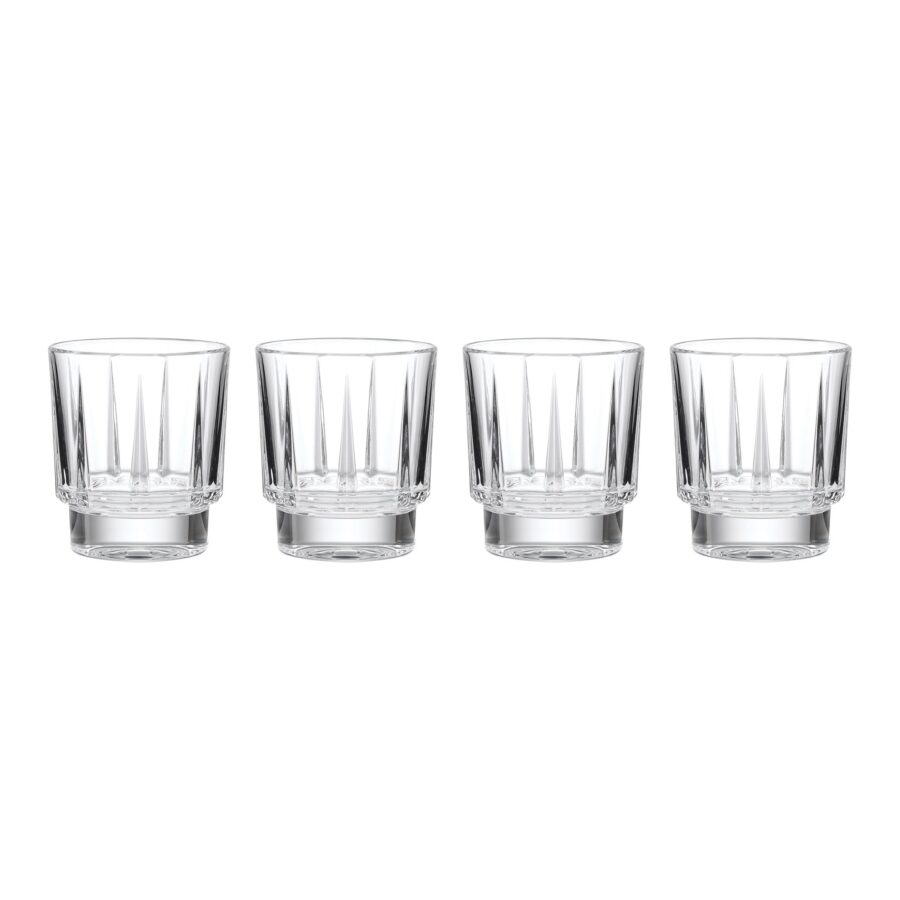 Faceted Crystal-Cut Double Old Fashioned Glasses, Set of 4