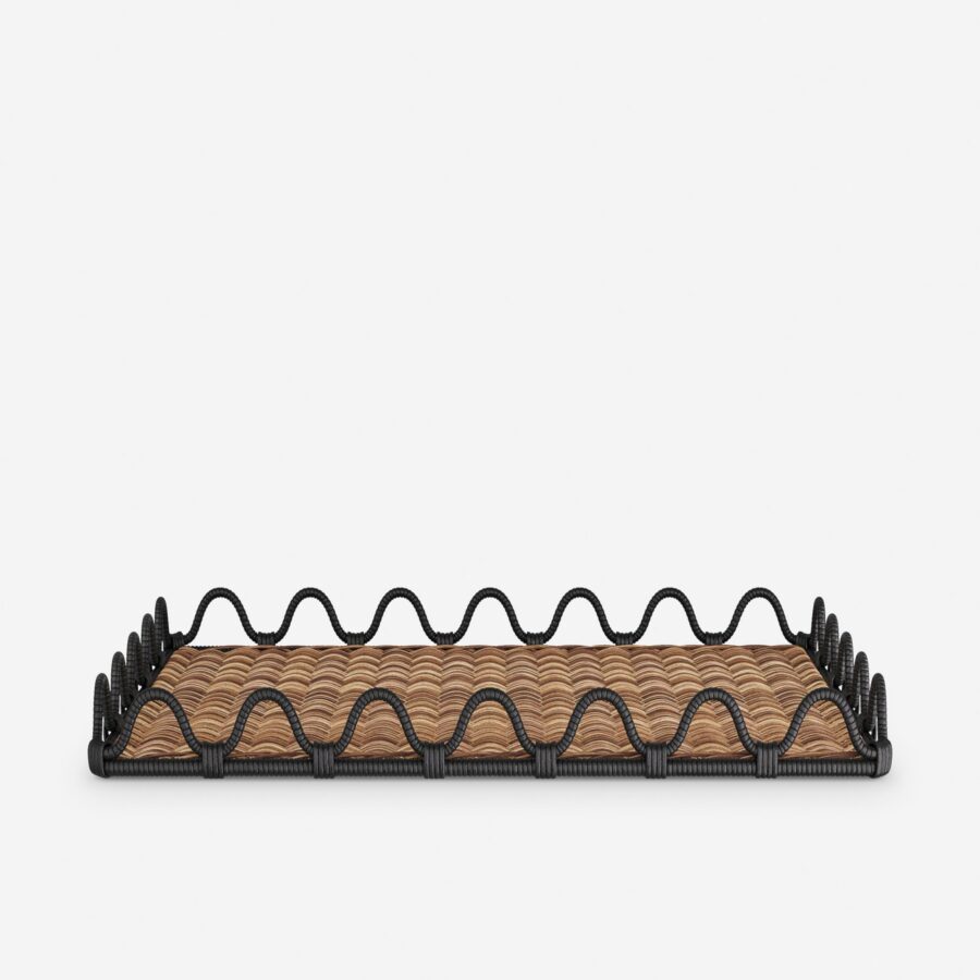 Modern Black Rattan Tray